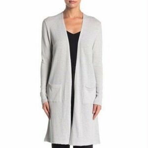Abound Solid Knit Open Front Long Sleeves Longline Cardigan In Grey Size L NWT